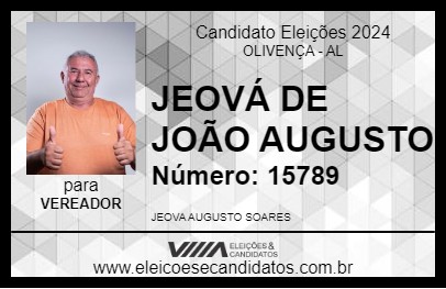 Candidato JEOVÁ DE JOÃO AUGUSTO 2024 - OLIVENÇA - Eleições