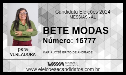 Candidato BETE MODAS 2024 - MESSIAS - Eleições