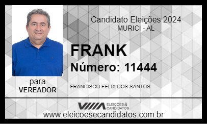 Candidato FRANK 2024 - MURICI - Eleições