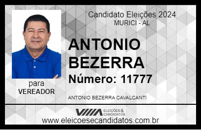 Candidato ANTONIO BEZERRA 2024 - MURICI - Eleições