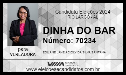 Candidato DINHA DO BAR 2024 - RIO LARGO - Eleições