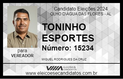 Candidato TONINHO ESPORTES 2024 - OLHO D\ÁGUA DAS FLORES - Eleições