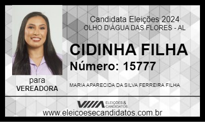 Candidato CIDINHA FILHA 2024 - OLHO D\ÁGUA DAS FLORES - Eleições