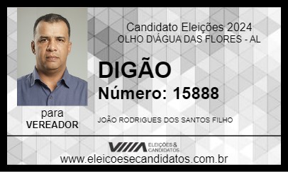 Candidato DIGÃO 2024 - OLHO D\ÁGUA DAS FLORES - Eleições