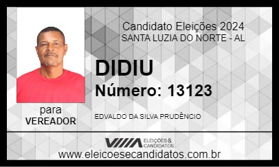 Candidato DIDIU 2024 - SANTA LUZIA DO NORTE - Eleições