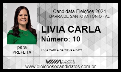 Candidato LIVIA CARLA 2024 - BARRA DE SANTO ANTÔNIO - Eleições