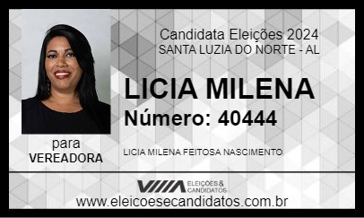 Candidato LICIA MILENA 2024 - SANTA LUZIA DO NORTE - Eleições