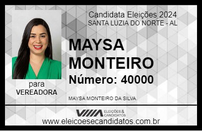 Candidato MAYSA MONTEIRO 2024 - SANTA LUZIA DO NORTE - Eleições