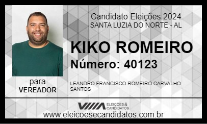 Candidato KIKO ROMEIRO 2024 - SANTA LUZIA DO NORTE - Eleições