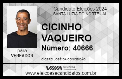 Candidato CICINHO VAQUEIRO 2024 - SANTA LUZIA DO NORTE - Eleições