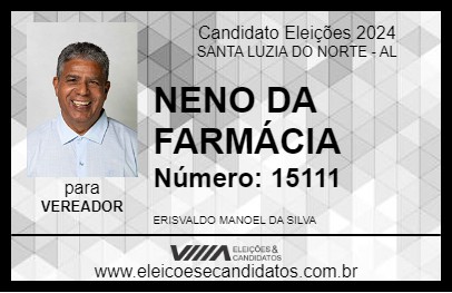 Candidato NENO DA FARMÁCIA 2024 - SANTA LUZIA DO NORTE - Eleições