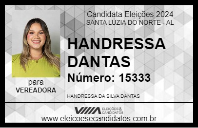 Candidato HANDRESSA DANTAS 2024 - SANTA LUZIA DO NORTE - Eleições