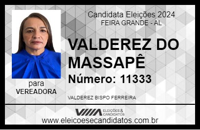 Candidato VALDEREZ DO MASSAPÊ 2024 - FEIRA GRANDE - Eleições