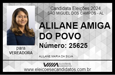 Candidato ALILANE AMIGA DO POVO 2024 - SÃO MIGUEL DOS CAMPOS - Eleições