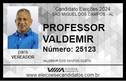 Candidato PROFESSOR VALDEMIR 2024 - SÃO MIGUEL DOS CAMPOS - Eleições