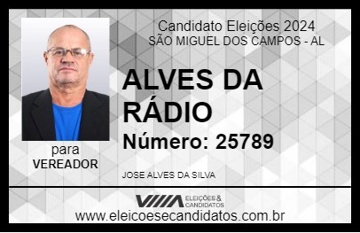 Candidato ALVES DA RÁDIO 2024 - SÃO MIGUEL DOS CAMPOS - Eleições