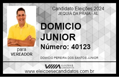 Candidato DOMICIO JUNIOR 2024 - JEQUIÁ DA PRAIA - Eleições