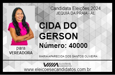 Candidato CIDA DO GERSON 2024 - JEQUIÁ DA PRAIA - Eleições