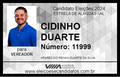 Candidato CIDINHO DUARTE 2024 - ESTRELA DE ALAGOAS - Eleições