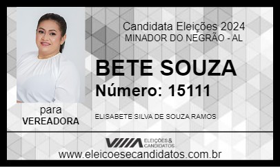 Candidato BETE SOUZA 2024 - MINADOR DO NEGRÃO - Eleições