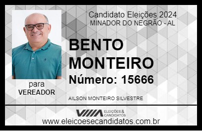 Candidato BENTO MONTEIRO 2024 - MINADOR DO NEGRÃO - Eleições