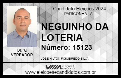 Candidato NEGUINHO DA LOTERIA 2024 - PARICONHA - Eleições