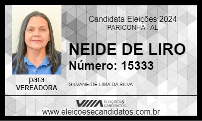 Candidato NEIDE DE LIRO 2024 - PARICONHA - Eleições