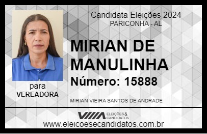 Candidato MIRIAN DE MANULINHA 2024 - PARICONHA - Eleições