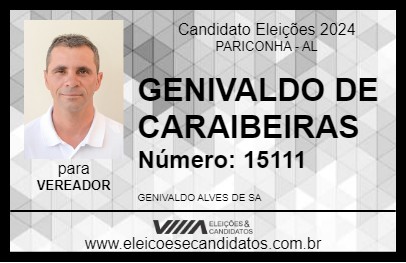 Candidato GENIVALDO DE CARAIBEIRAS 2024 - PARICONHA - Eleições