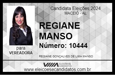 Candidato REGIANE MANSO 2024 - MACEIÓ - Eleições