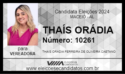 Candidato THAÍS ORÁDIA 2024 - MACEIÓ - Eleições