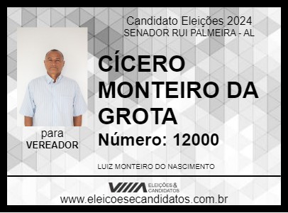 Candidato CÍCERO MONTEIRO DA GROTA 2024 - SENADOR RUI PALMEIRA - Eleições