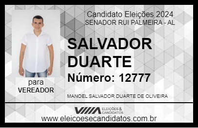 Candidato SALVADOR DUARTE 2024 - SENADOR RUI PALMEIRA - Eleições