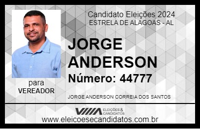 Candidato JORGE ANDERSON 2024 - ESTRELA DE ALAGOAS - Eleições