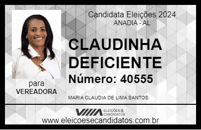 Candidato CLAUDINHA DEFICIENTE 2024 - ANADIA - Eleições