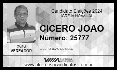 Candidato CICERO JOAO 2024 - IGREJA NOVA - Eleições