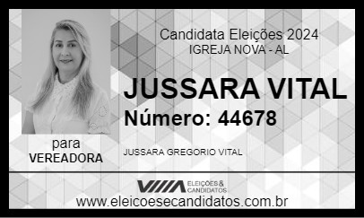 Candidato JUSSARA VITAL 2024 - IGREJA NOVA - Eleições