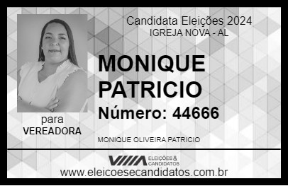 Candidato MONIQUE PATRICIO 2024 - IGREJA NOVA - Eleições