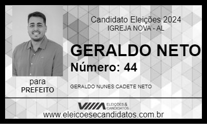 Candidato GERALDO NETO 2024 - IGREJA NOVA - Eleições