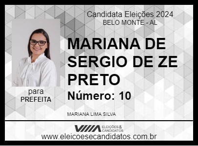 Candidato MARIANA DE SERGIO DE ZE PRETO 2024 - BELO MONTE - Eleições