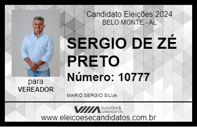 Candidato SERGIO DE ZÉ PRETO 2024 - BELO MONTE - Eleições