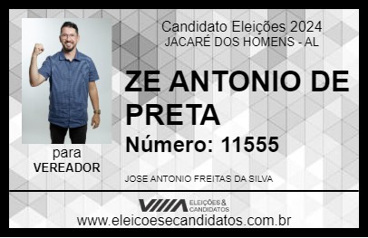 Candidato ZE ANTONIO DE PRETA 2024 - JACARÉ DOS HOMENS - Eleições