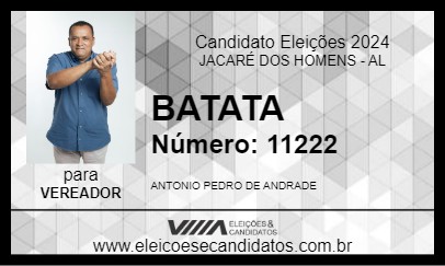 Candidato BATATA 2024 - JACARÉ DOS HOMENS - Eleições