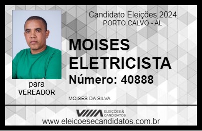 Candidato MOISES ELETRICISTA 2024 - PORTO CALVO - Eleições