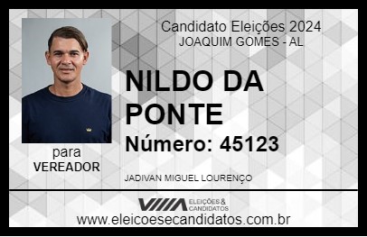 Candidato NILDO DA PONTE 2024 - JOAQUIM GOMES - Eleições