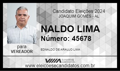 Candidato NALDO DO IRMÃO SILVA 2024 - JOAQUIM GOMES - Eleições