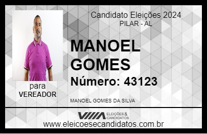 Candidato MANOEL GOMES 2024 - PILAR - Eleições