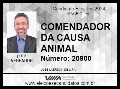 Candidato COMENDADOR DA CAUSA ANIMAL 2024 - MACEIÓ - Eleições