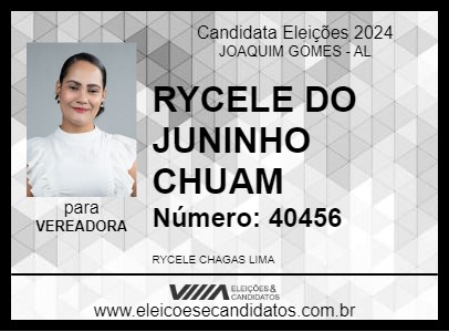 Candidato RYCELE DO JUNINHO CHUAM 2024 - JOAQUIM GOMES - Eleições