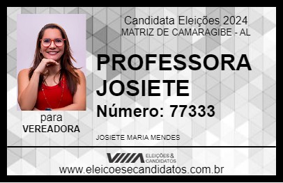 Candidato PROFESSORA JOSIETE 2024 - MATRIZ DE CAMARAGIBE - Eleições